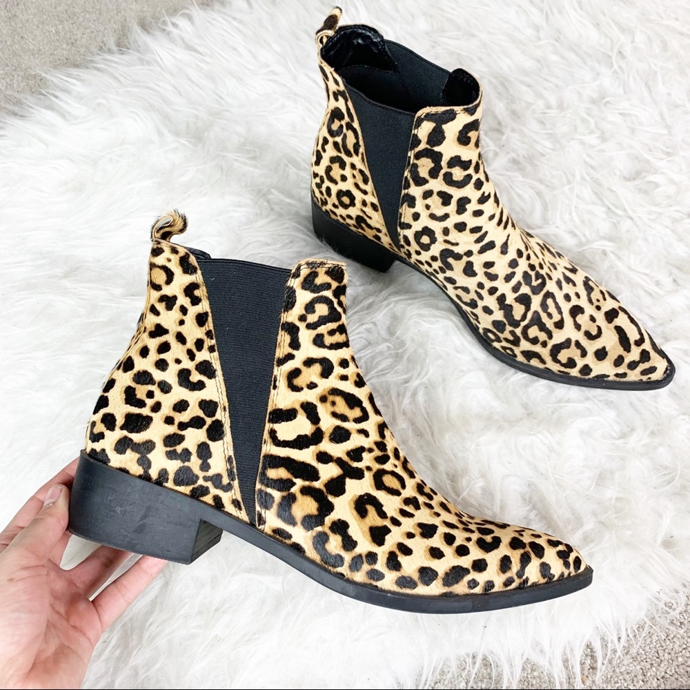 STEVE MADDEN Leopard Calf Hair Chelsea Boots 9.5